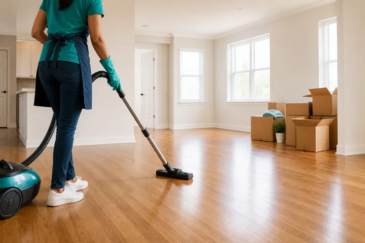 Move-in move-out cleaning in an empty bright apartment